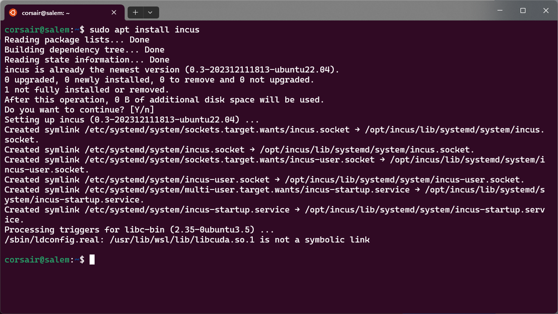Re-install Incus after enabling systemd